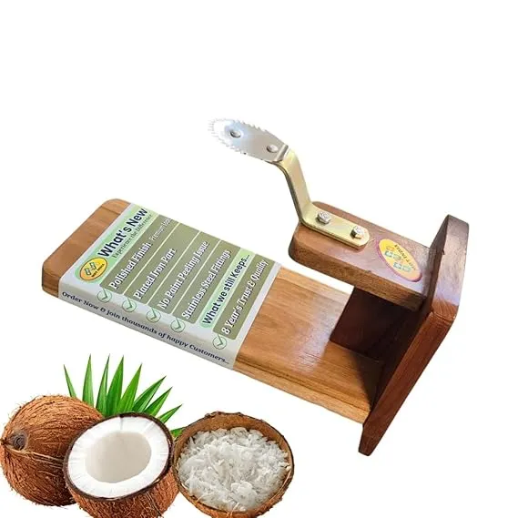 Polished Real Teak Wood Table Top Coconut Scraper Thengai Thuruvi